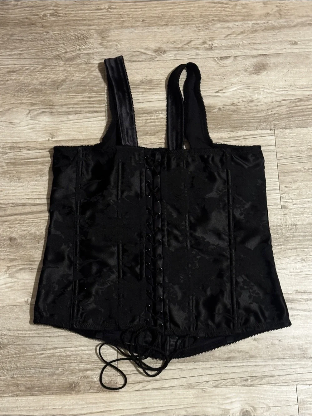 Black Satin Shaping Corset Tank Top size 40
